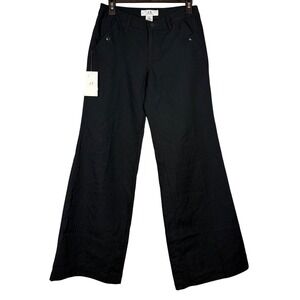 NWT AX Armani Exchange Women's Black Wide Leg Pants, Ribbed Texture Size 2